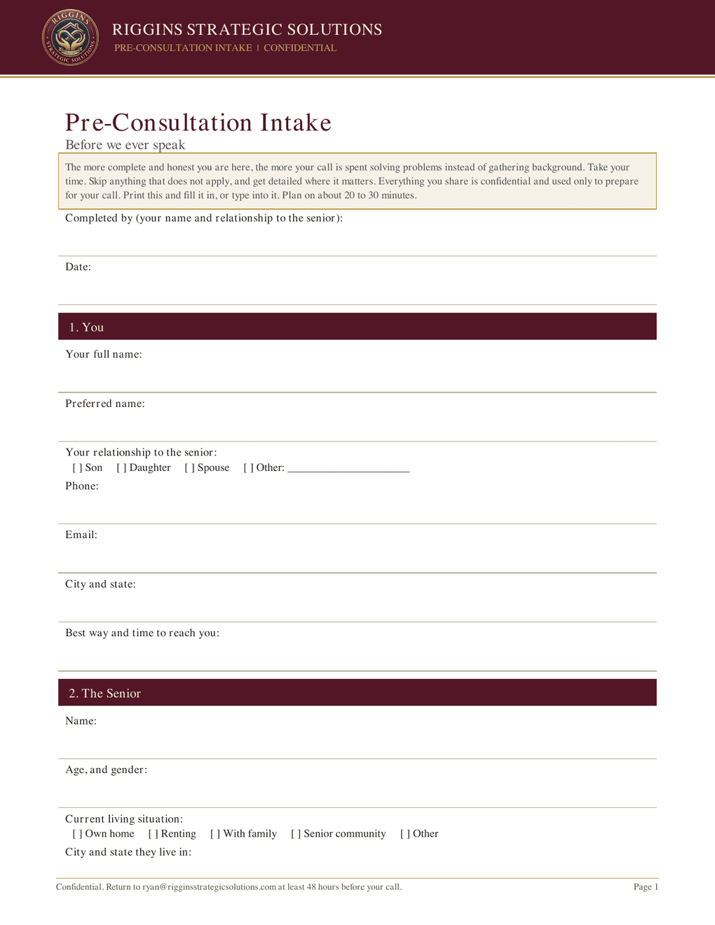 The Pre-Consultation Intake preview